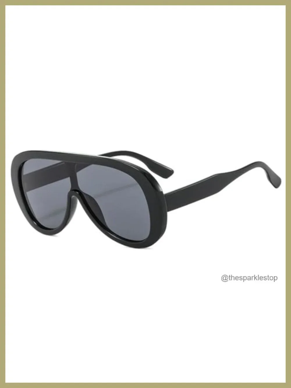 Oversized Shield Sunglasses Women Metal Frame UV Protection One Piece Goggle